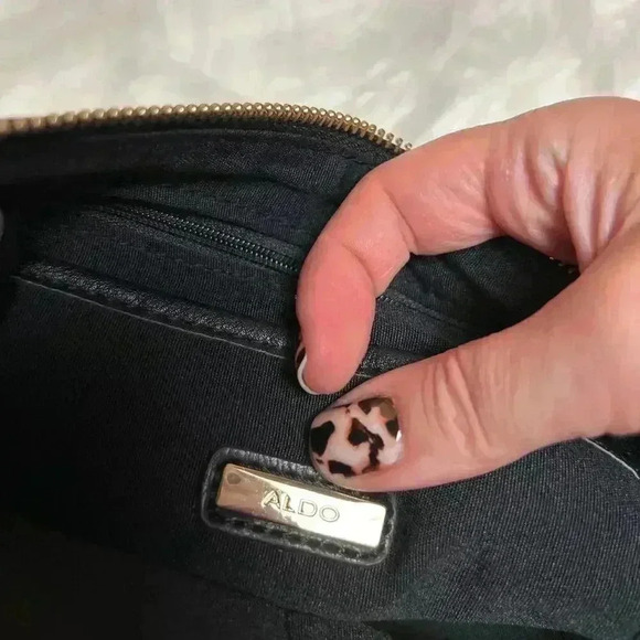 Aldo Black Handbag Zippered Travel Bag 100% Polyester Small - Picture 4 of 5